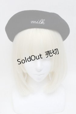 画像2: 【SALE】MILK / ロゴ刺繍ベレー  黒 S-25-05-05-1005-ML-AC-HR-ZT274