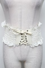 axes femme / レース使いゴムベルト  オフ S-25-05-05-1013-AX-BL-AS-ZS