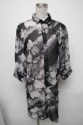 CIVARIZE / Disaster 6分袖ロングシフォンシャツ 44 グレーｘ黒 S-25-05-05-1016-GO-BL-AS-ZS