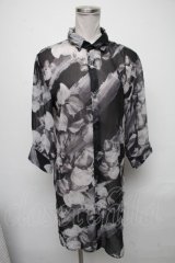CIVARIZE / Disaster 6分袖ロングシフォンシャツ 44 グレーｘ黒 S-25-05-05-1016-GO-BL-AS-ZS
