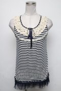 axes femme / ボーダータンクトップ  紺ｘ白 S-25-05-05-1018-AX-TO-AS-ZS