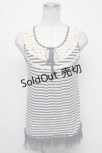axes femme / ボーダータンクトップ  紺ｘ白 S-25-05-05-1018-AX-TO-AS-ZS