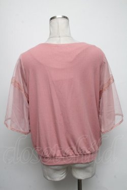 画像2: axes femme / チュール×刺繍フレア袖プルオーバー  ピンク S-25-05-05-1020-AX-TO-HR-ZS