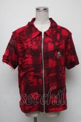h.ANARCHY / 半袖チェックシャツ  赤 S-25-05-05-1025-HN-BL-AS-ZS