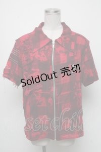 h.ANARCHY / 半袖チェックシャツ  赤 S-25-05-05-1025-HN-BL-AS-ZS