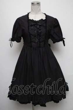 画像1: metamorphose / ハイウエスト袖付ジャンパースカート  黒 S-25-05-05-1037-ME-OP-HR-ZS