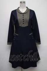 F i.n.t / チェックヨーク切替ワンピース  紺 S-25-05-05-1038-CA-OP-HR-ZS