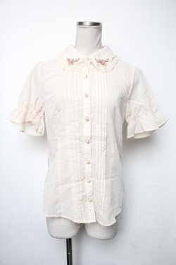 画像1: axes femme POETIQUE / お花モチーフ襟ブラウス  ベージュ S-25-05-05-018-AX-BL-HR-ZS
