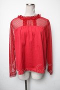PINK HOUSE / チュール切替トップス  赤 S-25-05-05-024-LO-TO-AS-ZS