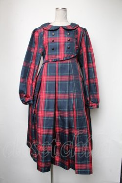 画像1: FLC / 皆方由衣コラボ MINA*タータンチェックワンピース L 赤ｘ紺 S-25-05-05-032-LO-OP-AS-ZS