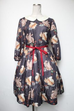 画像1: Leur Getter / Squirrel & Rabbit袖付きワンピース  ネイビー S-25-05-05-034-LU-OP-HR-ZS