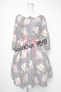 画像1: Leur Getter / Squirrel & Rabbit袖付きワンピース  ネイビー S-25-05-05-034-LU-OP-HR-ZS
