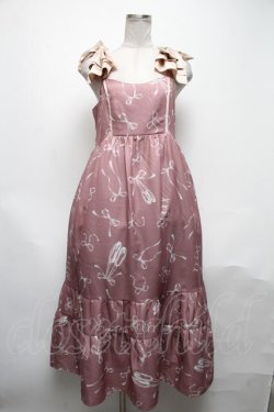 画像1: axes femme / トゥシューズ柄リボン付ワンピース  ピンク S-25-05-08-051-AX-OP-HR-ZS