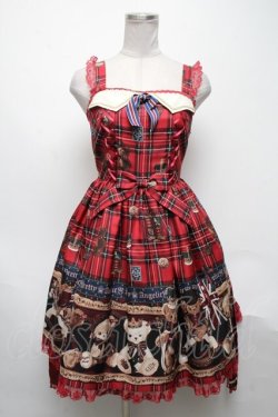 画像1: Angelic Pretty / British Bearジャンパースカート  赤 S-25-05-08-053-AP-OP-HR-ZS
