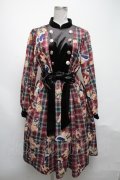 axes femme kawaii / ロイヤルベアーズ柄ワンピース  ワイン S-25-05-08-054-AX-OP-AS-ZS