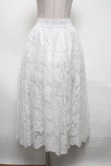 axes femme / レースサーキュラースカート  白 S-25-05-08-058-AX-SK-HR-ZS