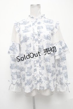 画像1: axes femme / トワルドジュイ風線画ブラウス  ブルー S-25-05-08-013-AX-BL-HR-ZI