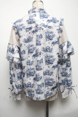 画像2: axes femme / トワルドジュイ風線画ブラウス  ブルー S-25-05-08-013-AX-BL-HR-ZS