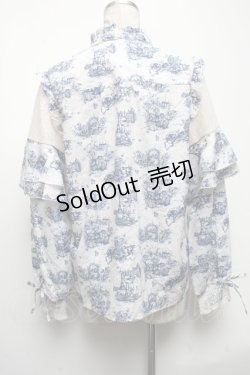 画像2: axes femme / トワルドジュイ風線画ブラウス  ブルー S-25-05-08-013-AX-BL-HR-ZI