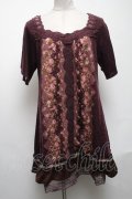 axes femme / ドットパネル柄チュニック  紫 S-25-05-08-023-AX-TO-AS-ZS