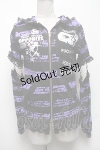 ACDC RAG / ハラジュクパーカー  黒ｘ紫 S-25-05-08-031-PU-TS-HR-ZS