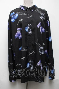 画像1: GOTH / くま柄総柄シャツ  黒 S-25-05-08-032-GO-BL-HR-ZS