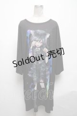 anko ROCK / 少女プリントTシャツ  黒 S-25-05-08-035-PU-TS-HR-ZS