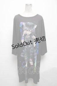 anko ROCK / 少女プリントTシャツ  黒 S-25-05-08-035-PU-TS-HR-ZS