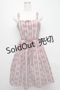 axes femme kawaii / Rosy Bear柄ジャンスカ  ワイン S-25-05-13-046-AX-OP-HR-ZS