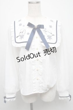画像1: Amavel / Snow Fairy Crystalフリルブラウス  白ｘ紺 S-25-05-13-026-CA-BL-AS-ZS