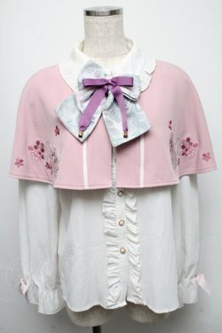 画像1: Amavel / 鈴猫みくじの縁結ケープ付ブラウス  白ｘピンク S-25-05-13-027-CA-BL-AS-ZS