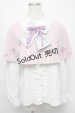画像1: Amavel / 鈴猫みくじの縁結ケープ付ブラウス  白ｘピンク S-25-05-13-027-CA-BL-AS-ZS