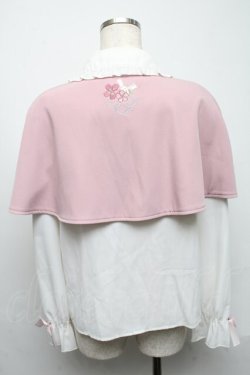 画像2: Amavel / 鈴猫みくじの縁結ケープ付ブラウス  白ｘピンク S-25-05-13-027-CA-BL-AS-ZS