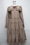 PINK HOUSE / misako×erinkoチェックセーラーワンピース  ブラウン S-25-05-13-041-LO-OP-AS-ZS