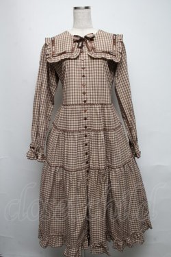 画像1: PINK HOUSE / misako×erinkoチェックセーラーワンピース  ブラウン S-25-05-13-041-LO-OP-AS-ZS