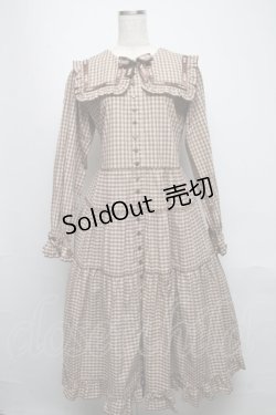 画像1: PINK HOUSE / misako×erinkoチェックセーラーワンピース  ブラウン S-25-05-13-041-LO-OP-AS-ZS