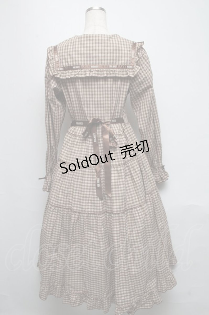 画像2: PINK HOUSE / misako×erinkoチェックセーラーワンピース  ブラウン S-25-05-13-041-LO-OP-AS-ZS (2)