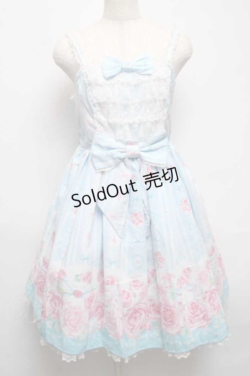 画像1: Angelic Pretty / Romantic Rose Letterジャンパースカート  サックス S-25-05-14-046-AP-OP-AS-ZS (1)