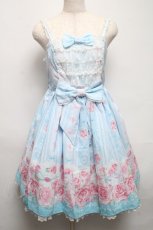 画像1: Angelic Pretty / Romantic Rose Letterジャンパースカート  サックス S-25-05-14-046-AP-OP-AS-ZS (1)