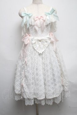 画像1: BABY,THE STARS SHINE BRIGHT / はるちゃんの願いを紡ぐFlower embroideryジャンパースカート  白 S-25-05-14-047-BA-OP-AS-ZS