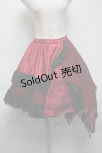 Qutie Frash / 和柄フリルスカート  赤ｘ黒 S-25-05-14-057-QU-SK-HR-ZS