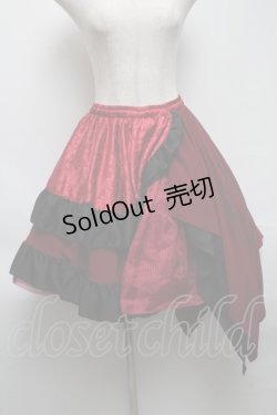 画像1: Qutie Frash / 和柄フリルスカート  赤ｘ黒 S-25-05-14-057-QU-SK-HR-ZS