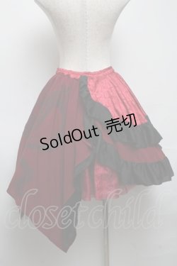 画像2: Qutie Frash / 和柄フリルスカート  赤ｘ黒 S-25-05-14-057-QU-SK-HR-ZS