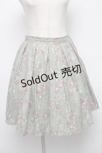 axes femme / 花柄タックスカート  グリーン S-25-05-14-060-AX-SK-AS-ZI