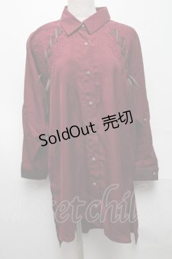 画像1: axes femme / レースアップシャツチュニック  ワイン S-25-05-14-017-AX-TO-HR-ZS
