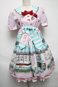 BABY,THE STARS SHINE BRIGHT / Kitten’s Sweet Cherries Cafe Diner柄ワンピース  ピンク S-25-05-14-028-BA-OP-AS-ZY