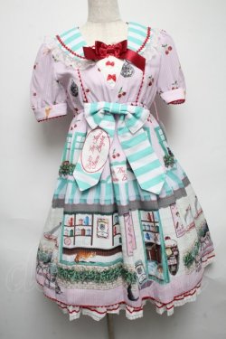 画像1: BABY,THE STARS SHINE BRIGHT / Kitten’s Sweet Cherries Cafe Diner柄ワンピース  ピンク S-25-05-14-028-BA-OP-AS-ZS