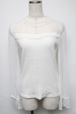 画像1: axes femme / ドットチュール切替プルオーバー  白 S-25-05-16-014-AX-BL-HR-ZS
