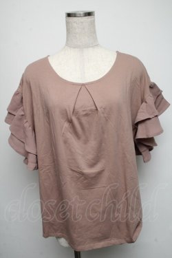 画像1: axes femme / 素材切替フリルプルオーバー  モカ S-25-05-16-022-AX-TO-HR-ZS