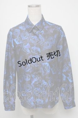 画像1: Moi-meme-Moitie / 青薔薇シャツ  黒ｘ青 S-25-05-16-026-MO-BL-AS-ZS